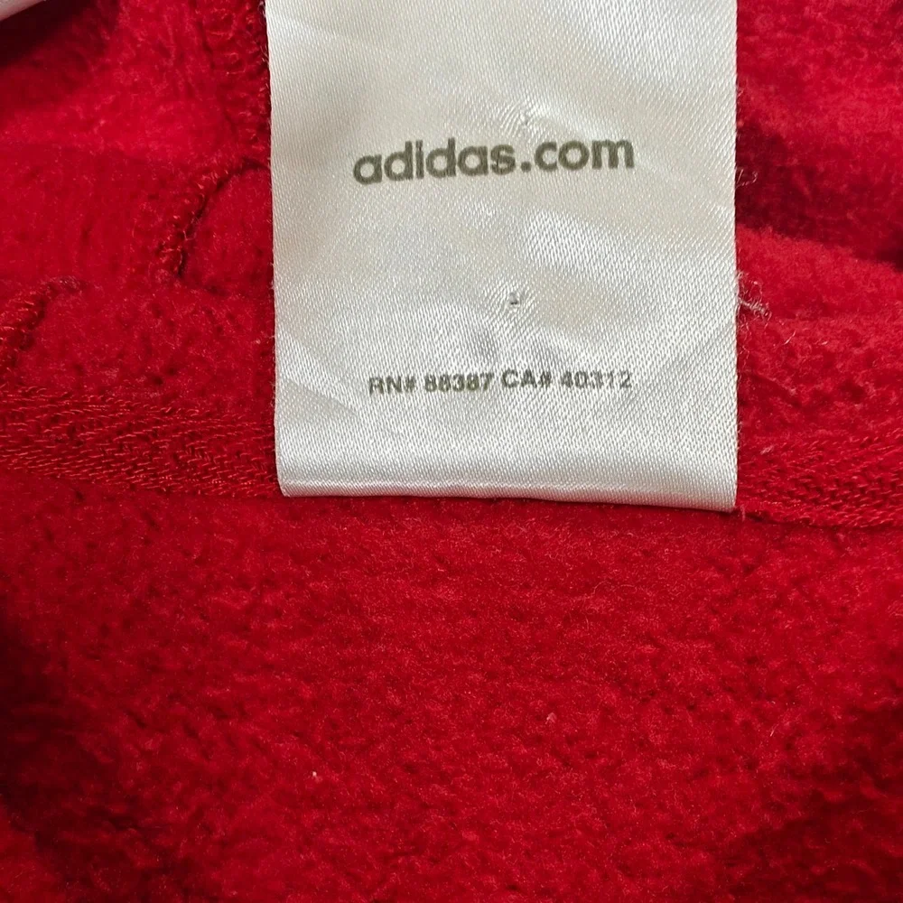 Adidas Mens XL Red Pullover Hoodie Black Embroidered Logo 3-Stripe 459658 AUZ002